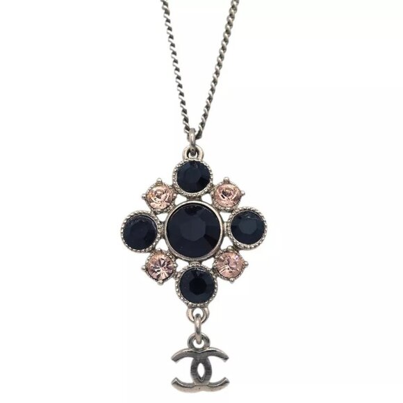 Chanel Necklace Pendant Rhinestone Silver - Picture 1 of 9